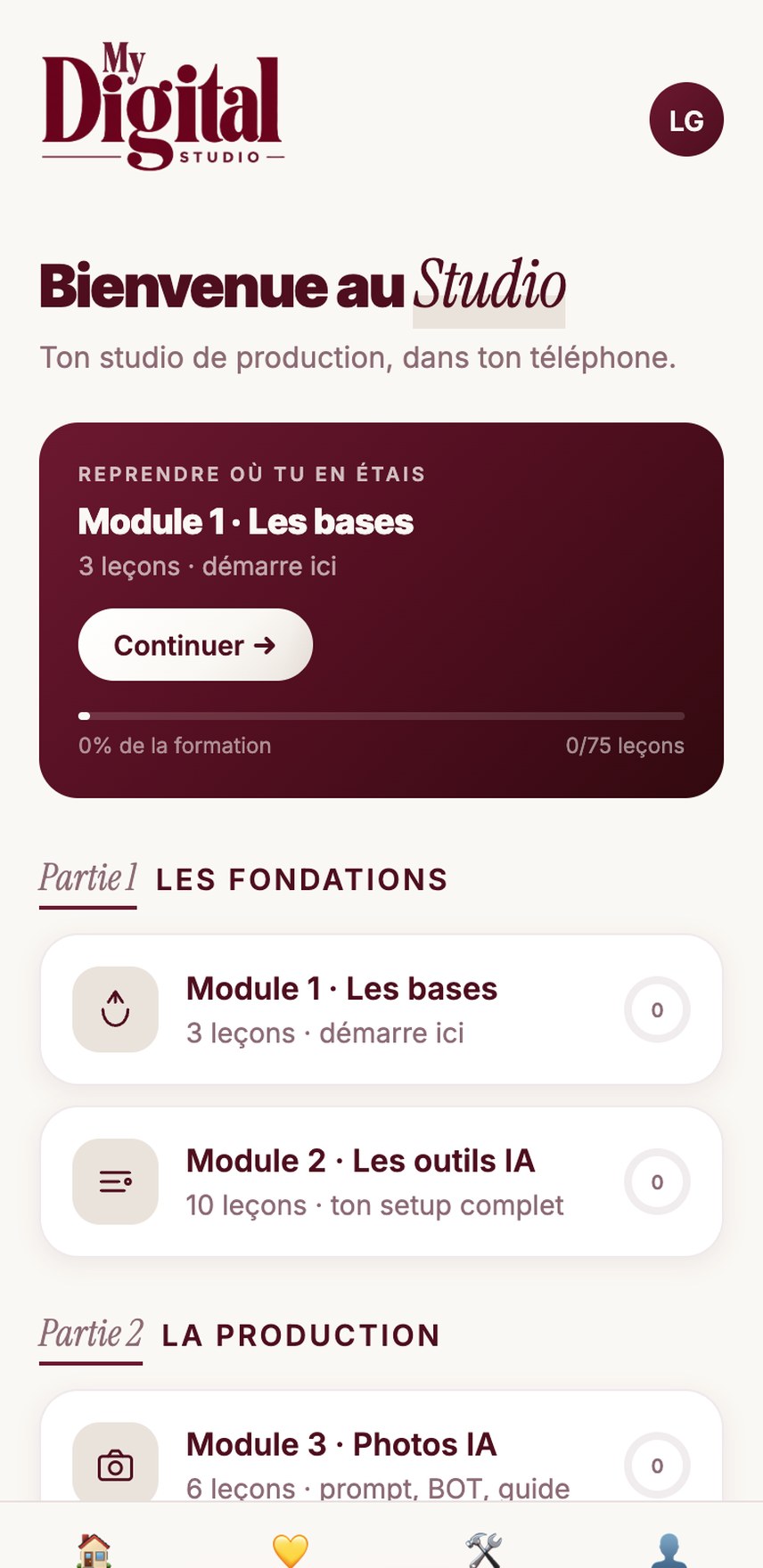L'app My Digital Studio sur téléphone